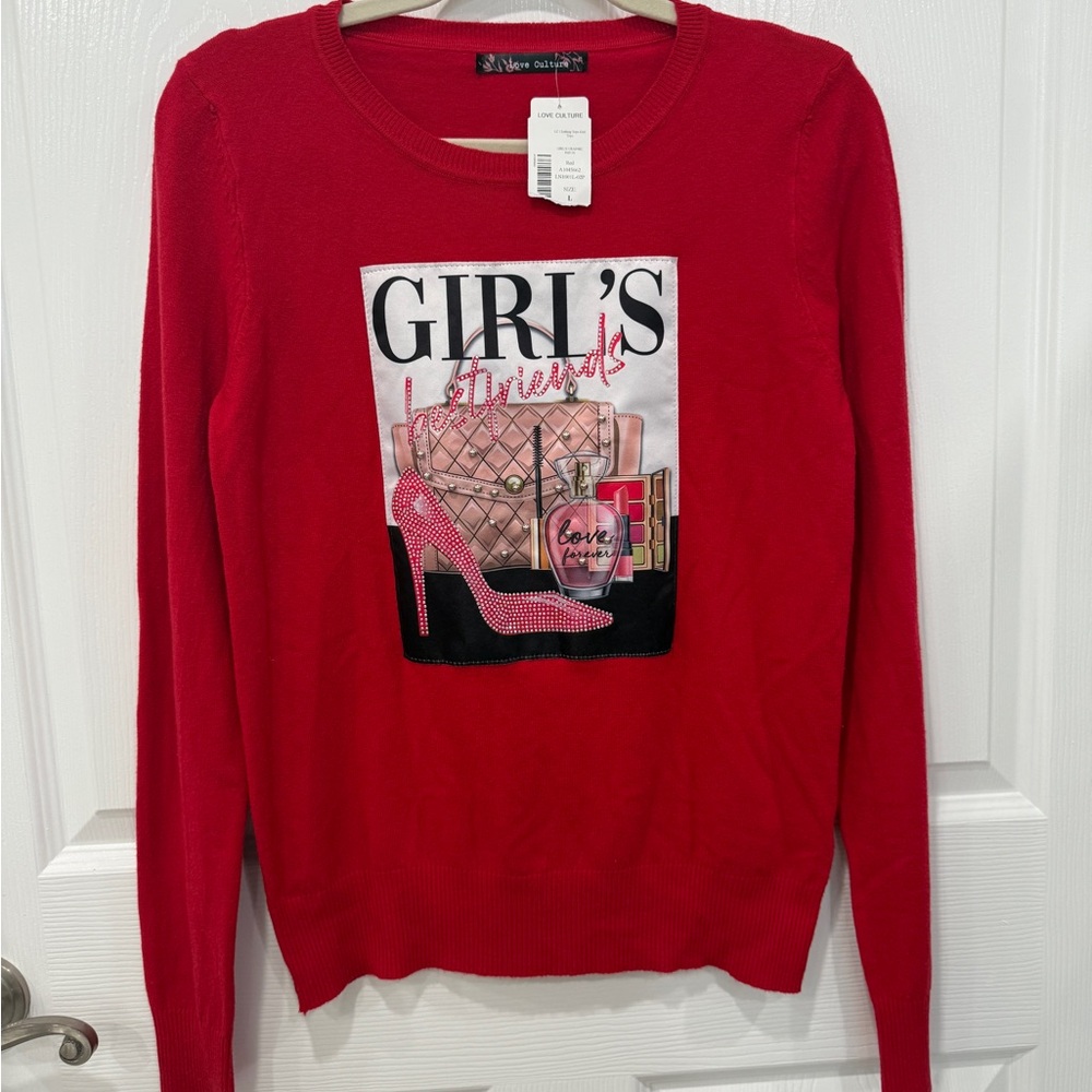 Love Culture Vibrant Red Graphic Top